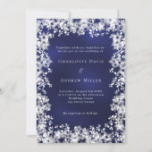 Blaue Schneeflocken Winterhochzeit Einladung (Vorderseite)