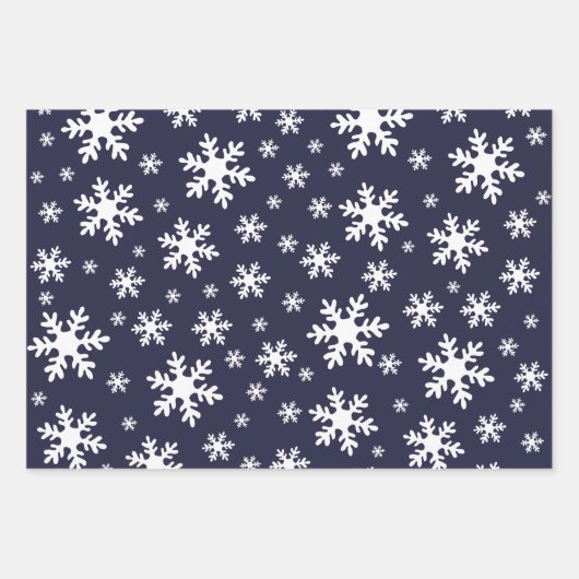Blaue Schneeflocken Winterweihnachtsferien Geschenkpapier Set (Vorderseite)