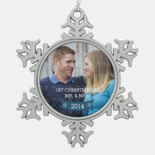 Blaue Schneeflocken Zinn-Ornament