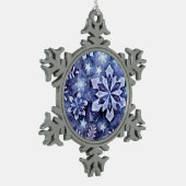 Blaue Schneeflocken Zinn-Ornament (Links)