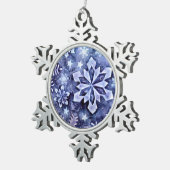 Blaue Schneeflocken Zinn-Ornament (Rechts)