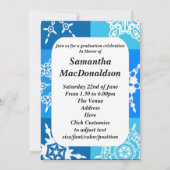 Blaue Schneeflockenmuster Foto Abschluss Einladung (Rückseite)