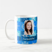 Blaue Schneeflockenmuster-Vorlage Kaffeetasse (Links)
