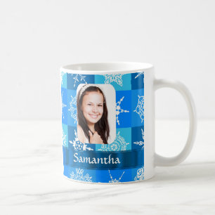 Blaue Schneeflockenmuster-Vorlage Kaffeetasse