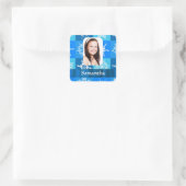 Blaue Schneeflockenmuster-Vorlage Quadratischer Aufkleber (Tasche)