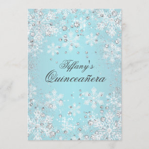 Blaue Schneeglanz-Winter-Wunderland-Quinceanera Einladung