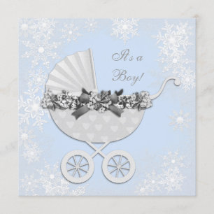 Blaue Schneeglöckchen Winter Wonderland Babyparty Einladung