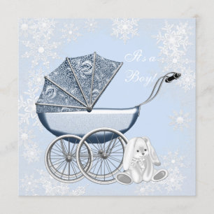 Blaue Schneeglöckchen Winter Wonderland Babyparty Einladung