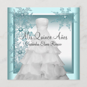 Blaue Schneeglöckchen-Winter-Wunderland-Quinceaner Einladung