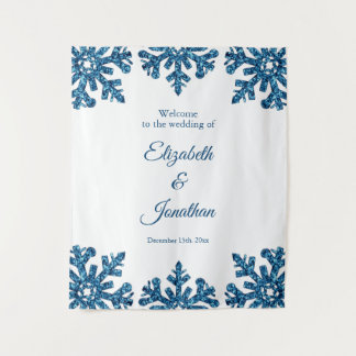 Blaue Schneeglöckchen Winterhochzeit Wandteppich