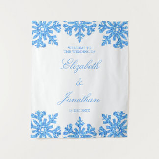 Blaue Schneeglöckchen Winterhochzeit Wandteppich
