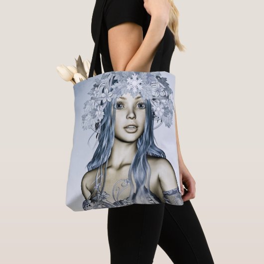 Blaue Schneejungfrau Winter Fantasy Portrait Tasche (Von Nahem)