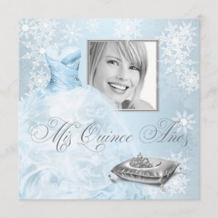 Blaue Schneeklocken-Foto-Quinceanera-Einladung Einladung