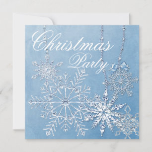 Blaue Schneekristall-Weihnachtsfeier Einladung