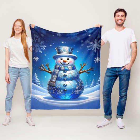 Blaue Schneemann-Schneeflocken-Flanelldecke Fleecedecke (Beispiel)