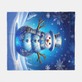 Blaue Schneemann-Schneeflocken-Flanelldecke Fleecedecke (Vorderseite (Horizontal))