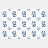 Blaue Schneemänner Weihnachten  Geschenkpapier Set (Vorderseite 3)