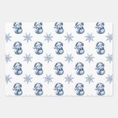 Blaue Schneemänner Weihnachten  Geschenkpapier Set (Vorderseite)