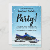 Blaue Schneemobil Winter Bachelor Party Einladung (Vorderseite)