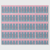 Blaue Schneeschuhe mit rosa Hintergrund Geschenkpapier (Flach)