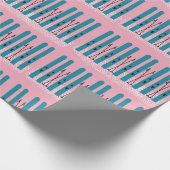 Blaue Schneeschuhe mit rosa Hintergrund Geschenkpapier (Ecke)