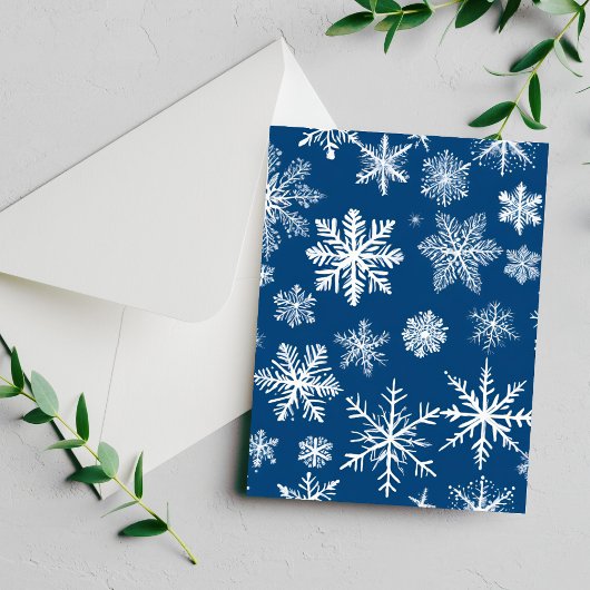 Blaue Schneesterne Winter Feiertagskarte