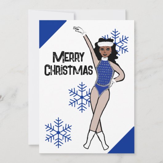 Blaue Schneetänzer-Weihnachtskarte B Feiertagskarte (Vorderseite)