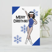 Blaue Schneetänzer-Weihnachtskarte B Feiertagskarte (Stehend Vorderseite)