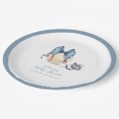 Blaue Schnuller Baseball Sport Baby Shower  Pappteller (Schrägansicht)