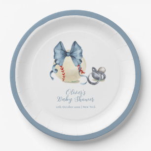 Blaue Schnuller Baseball Sport Baby Shower  Pappteller