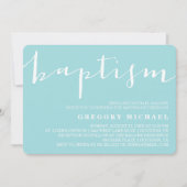 Blaue schöne Kalligraphie-Taufe-Einladung Einladung (Vorderseite)