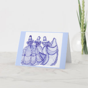 Blaue Schönheits-blaue China-Frauen-Gruß-Karte Karte