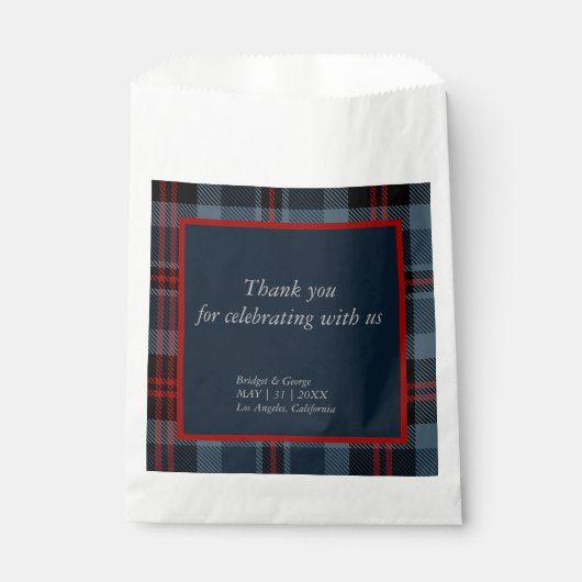 Blaue Schottenhochzeit Geschenktütchen (Vorderseite)