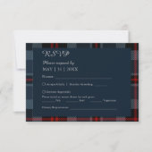 Blaue Schottenhochzeit RSVP Karte (Vorderseite)