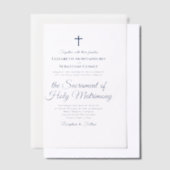 Blaue Schrift Elegant Moderne katholische Hochzeit Pergament Einladungen (Versetzt)