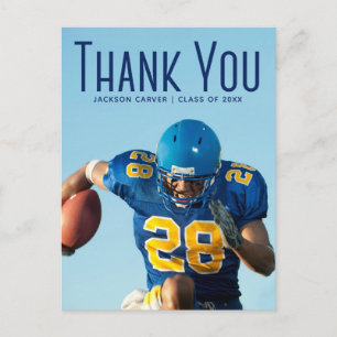 Blaue Schrift Overlay Absolventenfoto Danke Postkarte