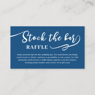 Blaue Schrift Stock the Bar Brautparty  Begleitkarte