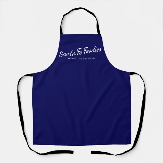 Blaue Schürze mit Santa Fe Foodies-Logo (Vorderseite)