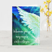 Blaue Schutzengelkarte – Engel gehen mit dir Karte (Gelbe Blume)