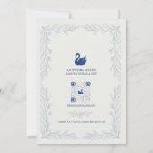 Blaue Schwan Hochzeitseinladung Einladung (Rückseite)