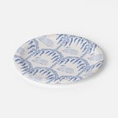 Blaue Schwäne und Blumenweine Pappteller (Schrägansicht)