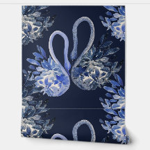 Blaue Schwäne Wasserfarben Handgemalt