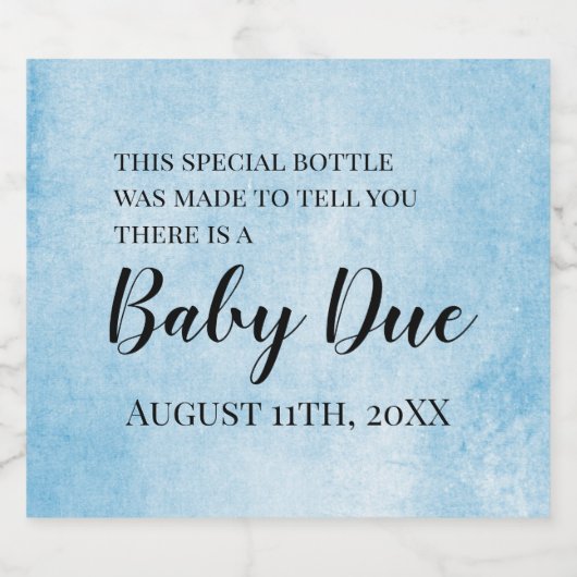 Blaue Schwangerschaft Ankündigung Sparkling Weinet Schaumweinetikett (Einzelnes Label)