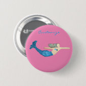 Blaue Schwanz Meerjungfrau schwimmen Thunder_Cove Button (Vorne & Hinten)