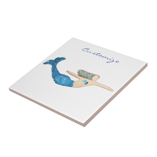 Blaue Schwanz Meerjungfrau schwimmen Thunder_Cove Fliese (Seite)