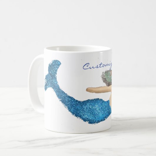 Blaue Schwanz Meerjungfrau schwimmen Thunder_Cove Kaffeetasse (Vorderseite Links)