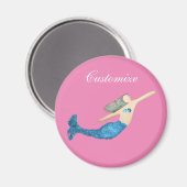 Blaue Schwanz Meerjungfrau schwimmen Thunder_Cove Magnet (Vorderseite/Rückseite)