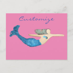 Blaue Schwanz Meerjungfrau schwimmen Thunder_Cove Postkarte