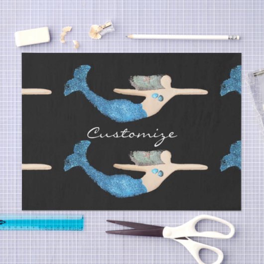 Blaue Schwanz Meerjungfrau schwimmen Thunder_Cove Seidenpapier (Handwerk)