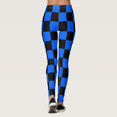 Blaue Schwarz Karierte Karomuster Leggings (Rückseite)